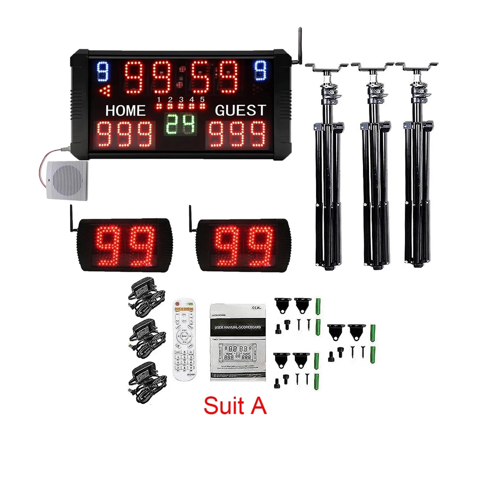 JVDDI Multifunctional Basketball Scoreboard, Aluminum Alloy Material, Synchronized Countdown Timer, Game Record Board(Suit A remote)