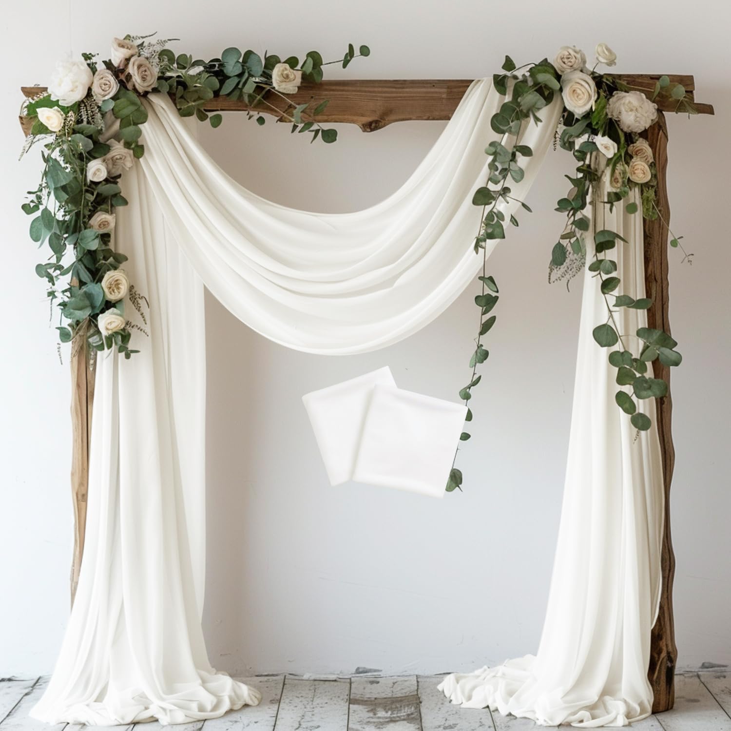 Photo 1 of Wokceer Ivory Wedding Arch Draping Fabric Backdrop Drapes (2 Panels)