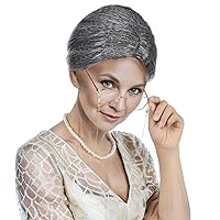 Vista 4 de MUPIL - Juego de peluca gris de anciana para mujer, peluca de abuela y disfraz para mujer, disfraz de abuela para adultos, peluca de disfraz