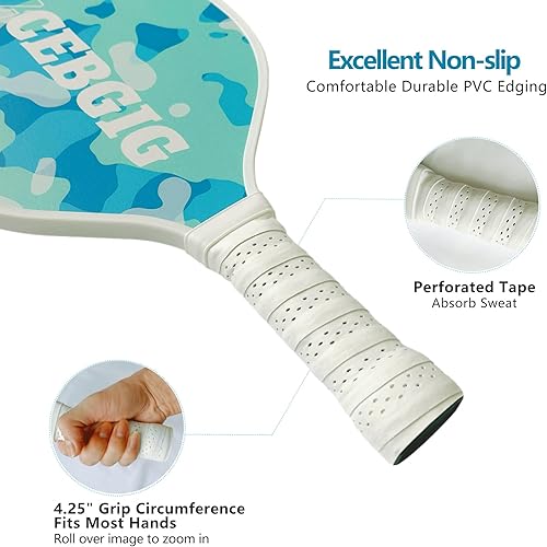 Miniatura 4 de Juego de palas de pickleball de 4 raquetas prémium con 2 bolas, bolsa de malla para jugar en interiores y exteriores, color negro