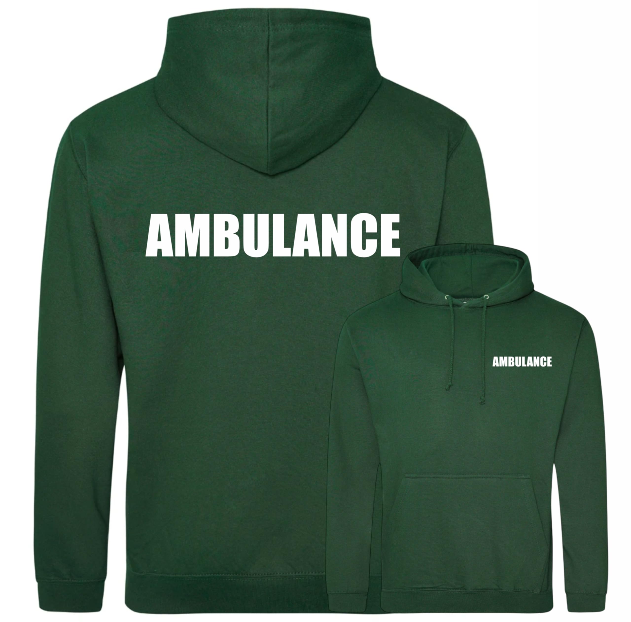 Brook Hi Vis Uk Unisex Green Ambulance Printed Hoodie, Medical Clothing XXX-Large