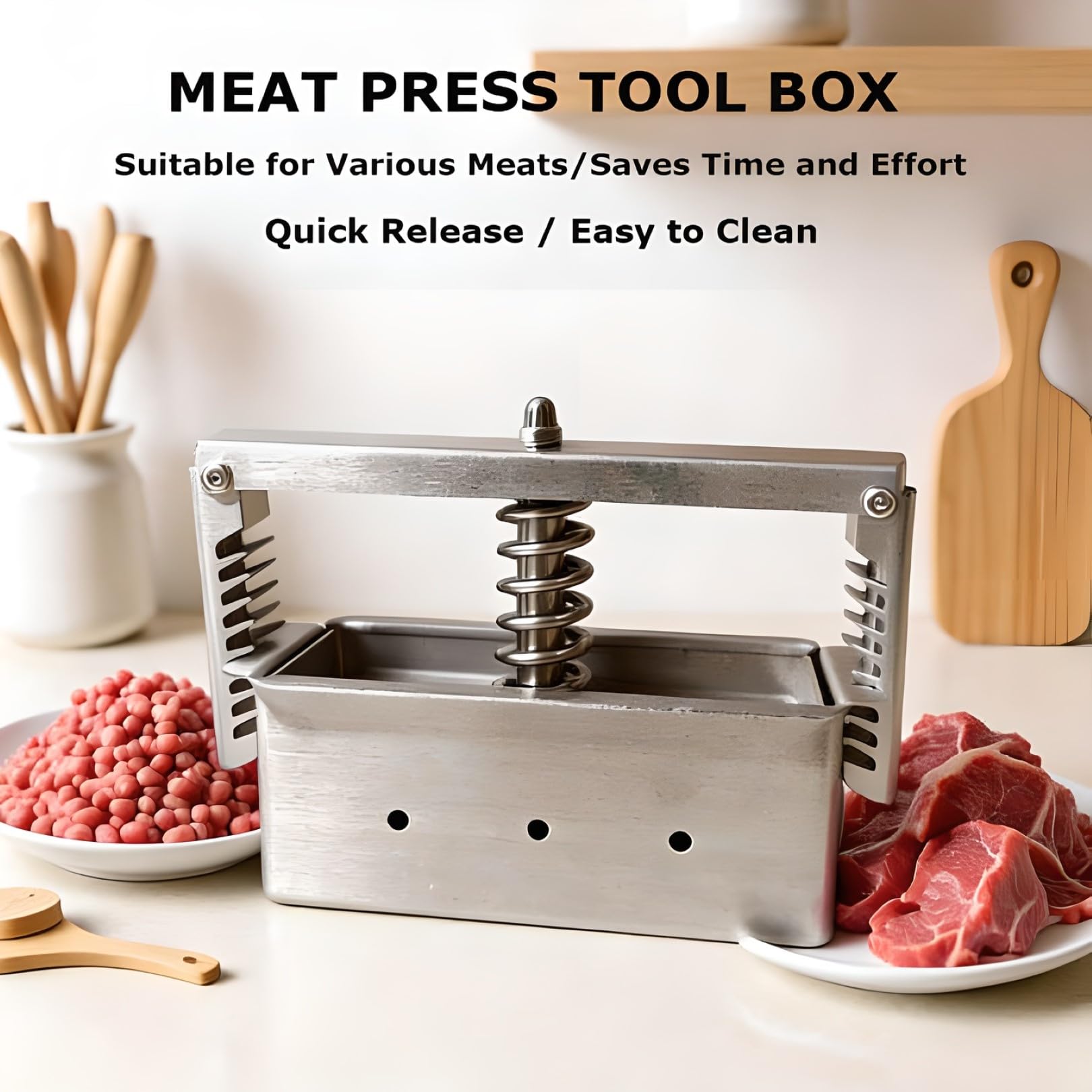 Pressa per carne in acciaio inox, facile da usare, stampo per prosciutto, per salumi, cucina, 200 x 100 x 100 mm, perfetto per chef domestici e amanti della carne