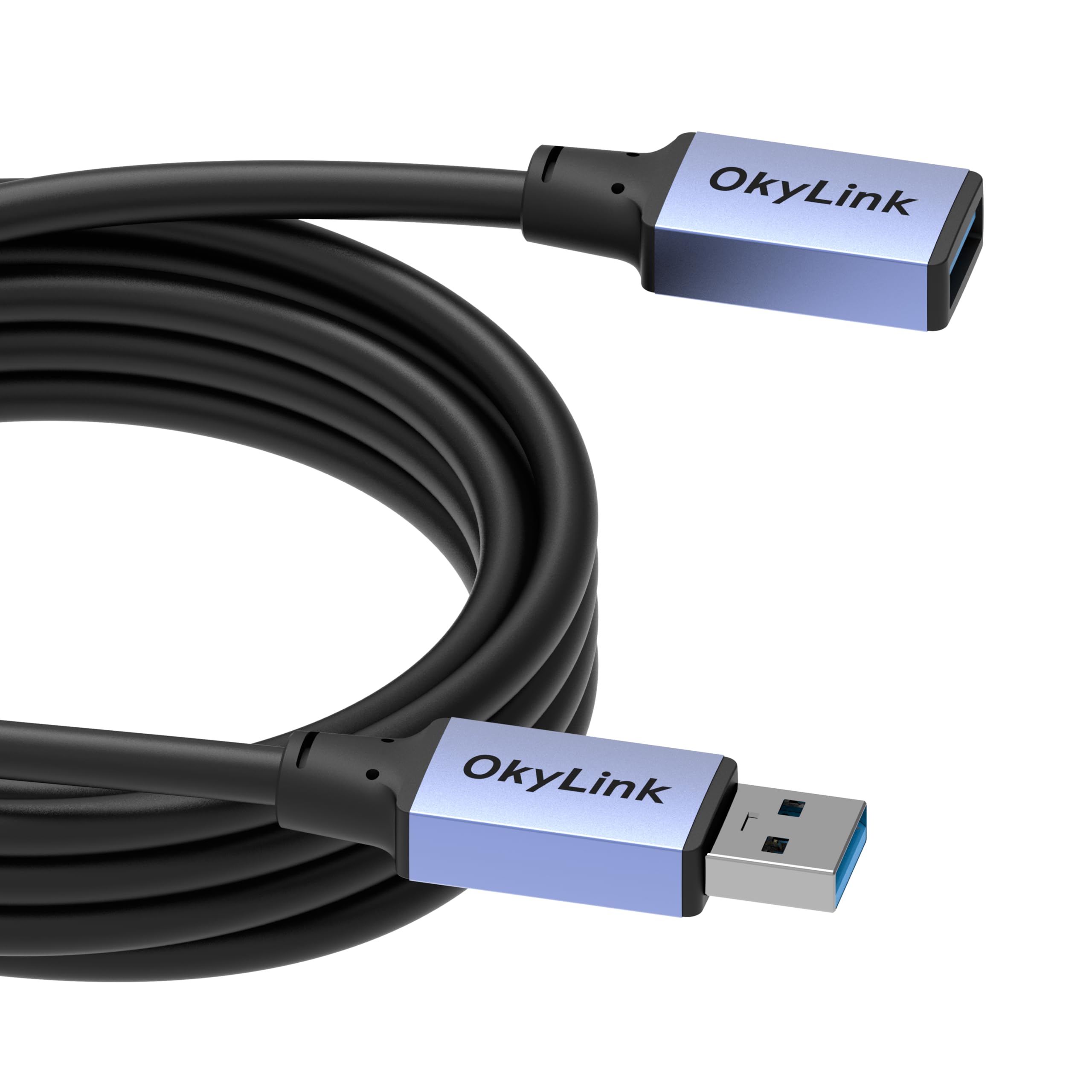 OkyLink USB 3.0/3.2 Gen 1 Verlängerungskabel USB-A auf USB-A, Stecker auf Buchse, 5Gbps, 3m | 3 m, mit Aluminiumgehäuse, Plug-and-Play, für Festplatte, SSD, Drucker, PC