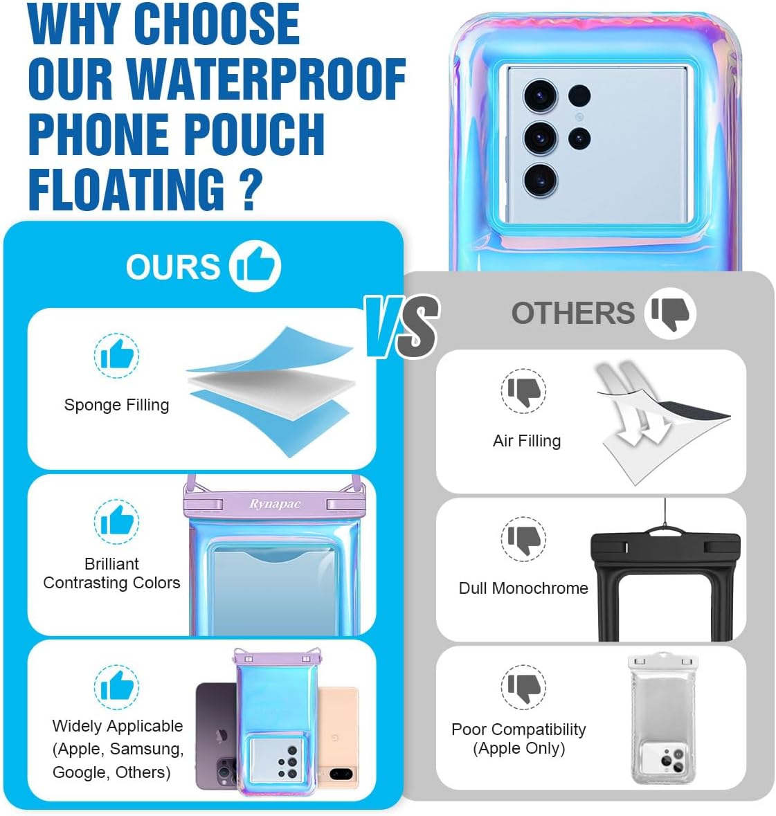 [Up to 10''] Waterproof Phone Pouch Floating, IPX8 Underwater Cell Phone Holder with Lanyard for iPhone 17 16 15 14 Pro Max, Galaxy S25 S24 S23 Ultra, Beach Cruise Ship Essentials Travel Must Haves - Image 8