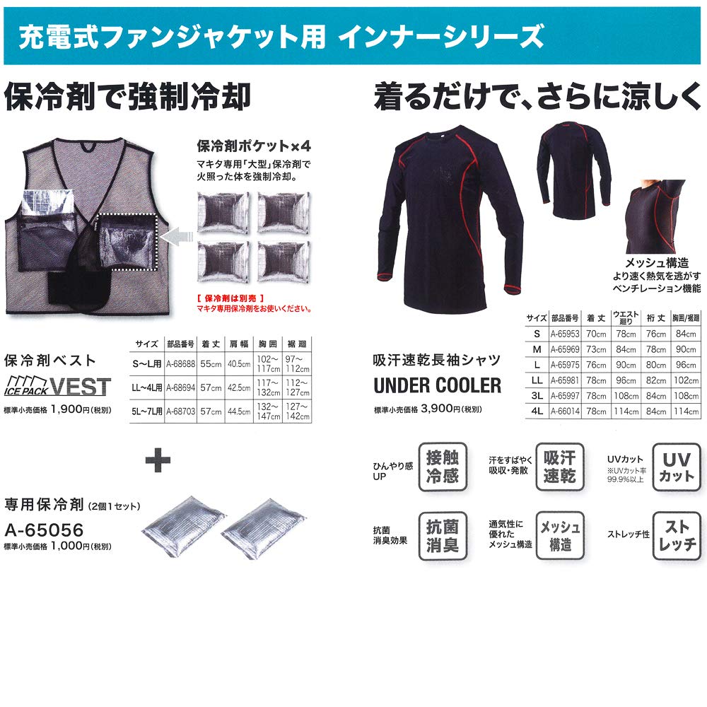 Amazon.co.jp: マキタ(Makita) 保冷剤ベストS~L A-68688グレー : DIY  