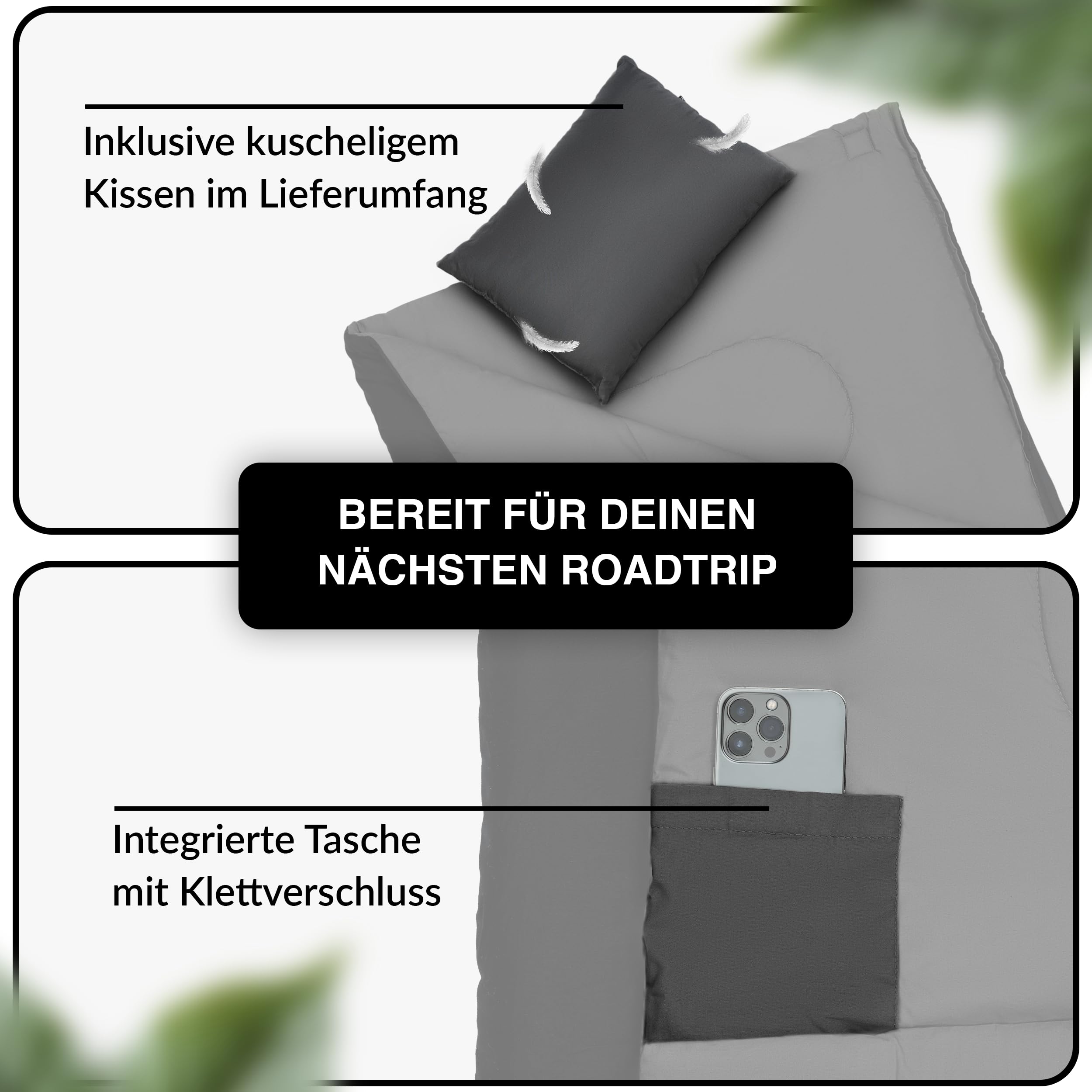Deckenschlafsack 100% Baumwolle bis -3°C INKL. Kissen - Outdoor Winter-Schlafsack & Sommer-Schlafsack [280GSM] für 3-4 Jahreszeiten (75x190cm) - Hütten-Schlafsack für Damen & Herren (warm)