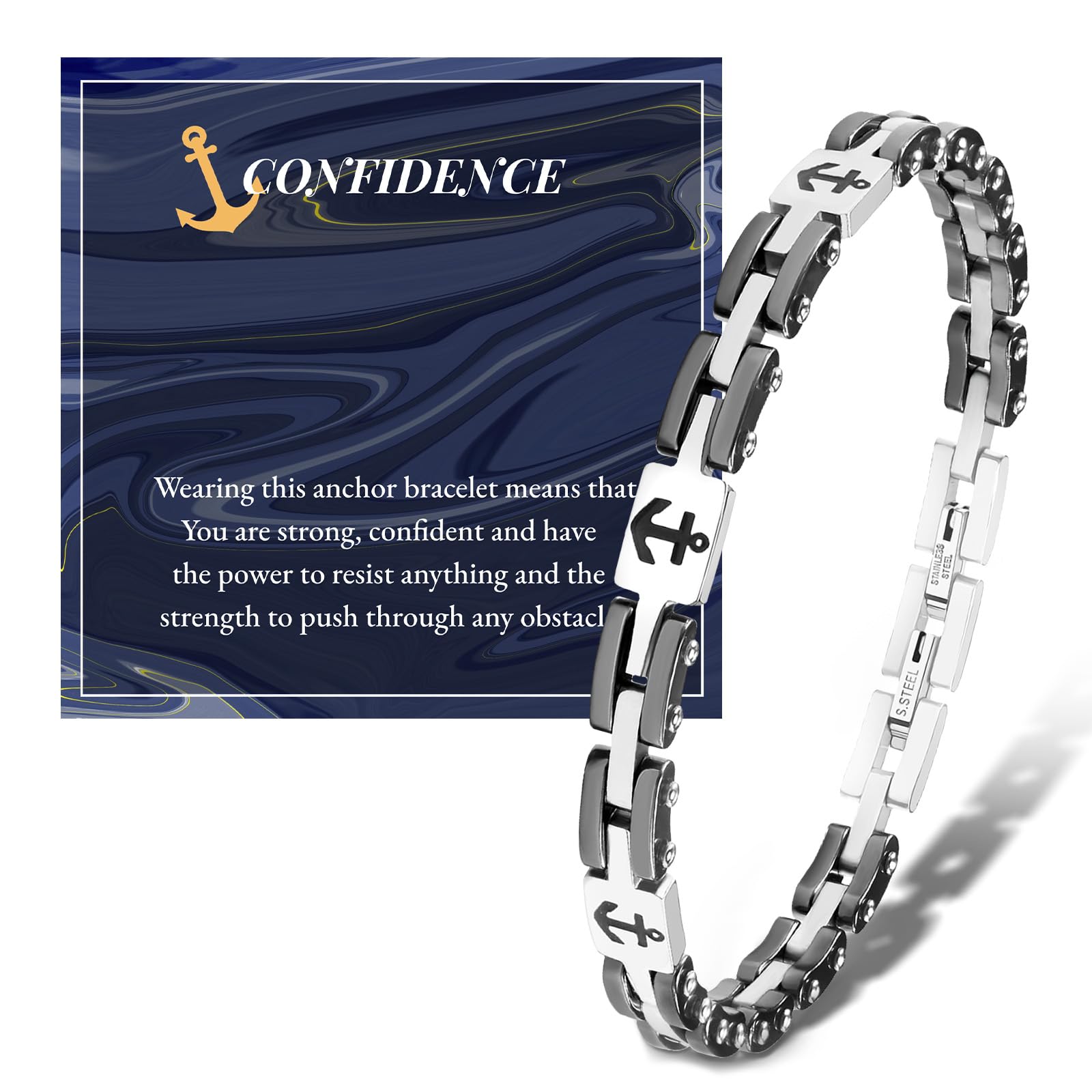 FANCIBAND Idee Regalo Uomo Compleanno, Bracciale Uomo Acciaio Inossidabile 316L Bracciali Argento Uomo Regali Per Natale, San Valentino, Anniversari, Festa Del Papà Idee Regalo