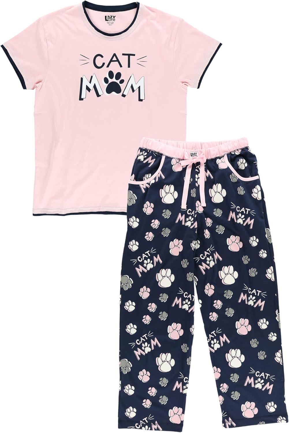 Lazy One Women's Pajama Set, Short Sleeves with Cute Prints, Relaxed Fit, Dog and Cat Prints - Image 4