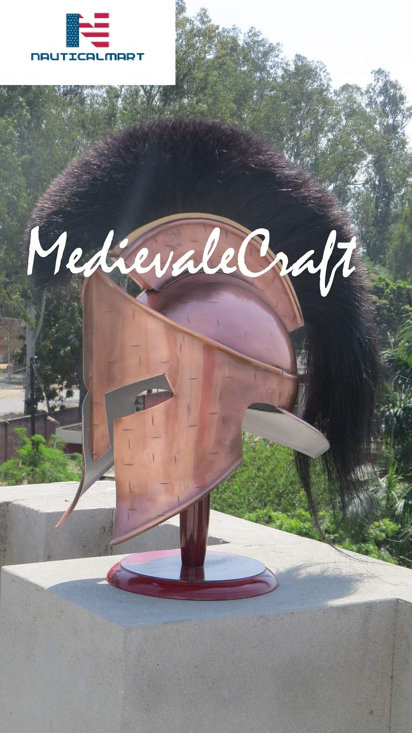 Medieval 300 Spartan Helmet with Black Plume Halloween Costume