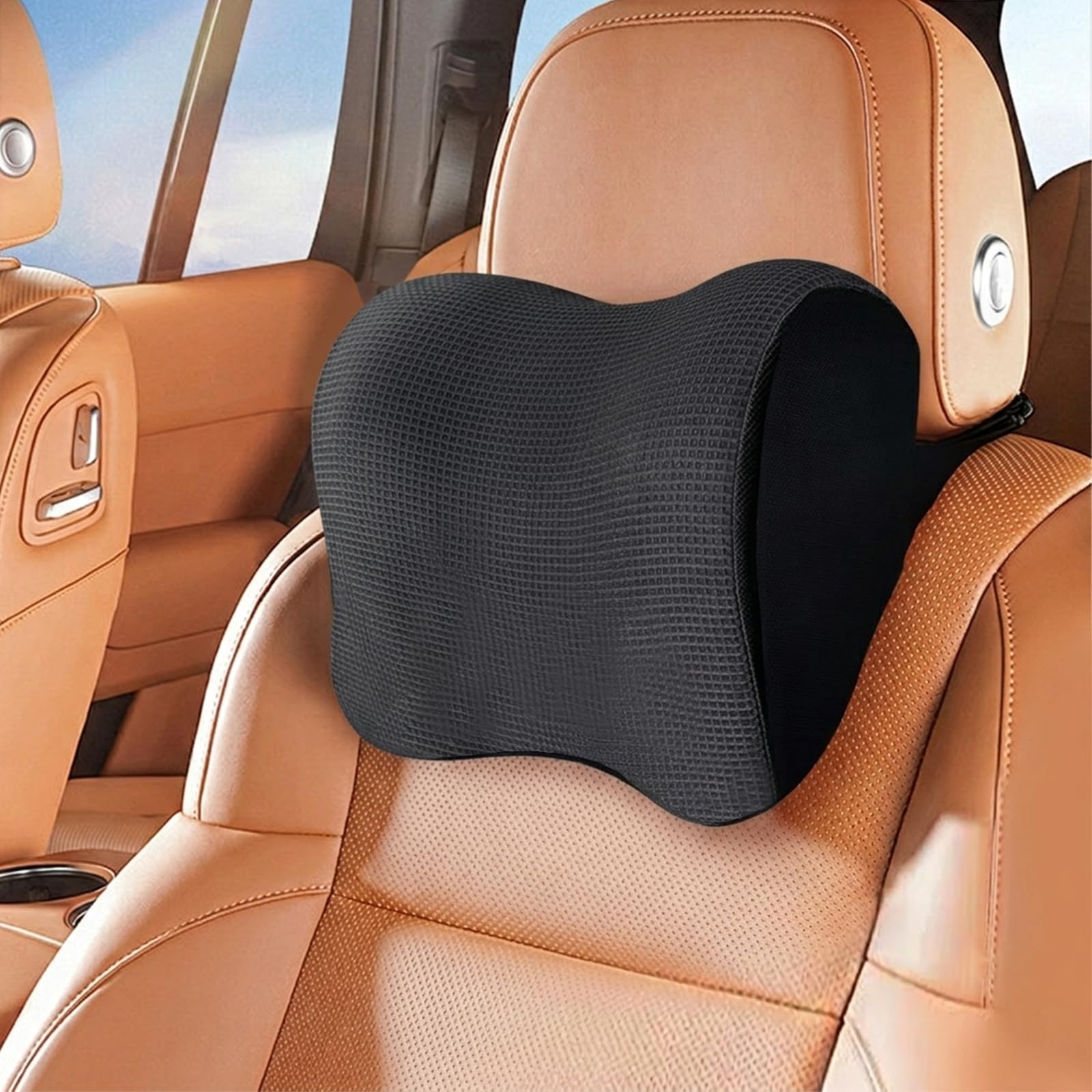 Super Fit Car Headrest Pillow, Car Pillow for Driving with Adjustable Strap, 100% Memory Foam Neck Pillow, Breathable Removable Cover & Ergonomic Design - Softness Travel Car Neck Pillow(Black, 1Pc)-image-48
