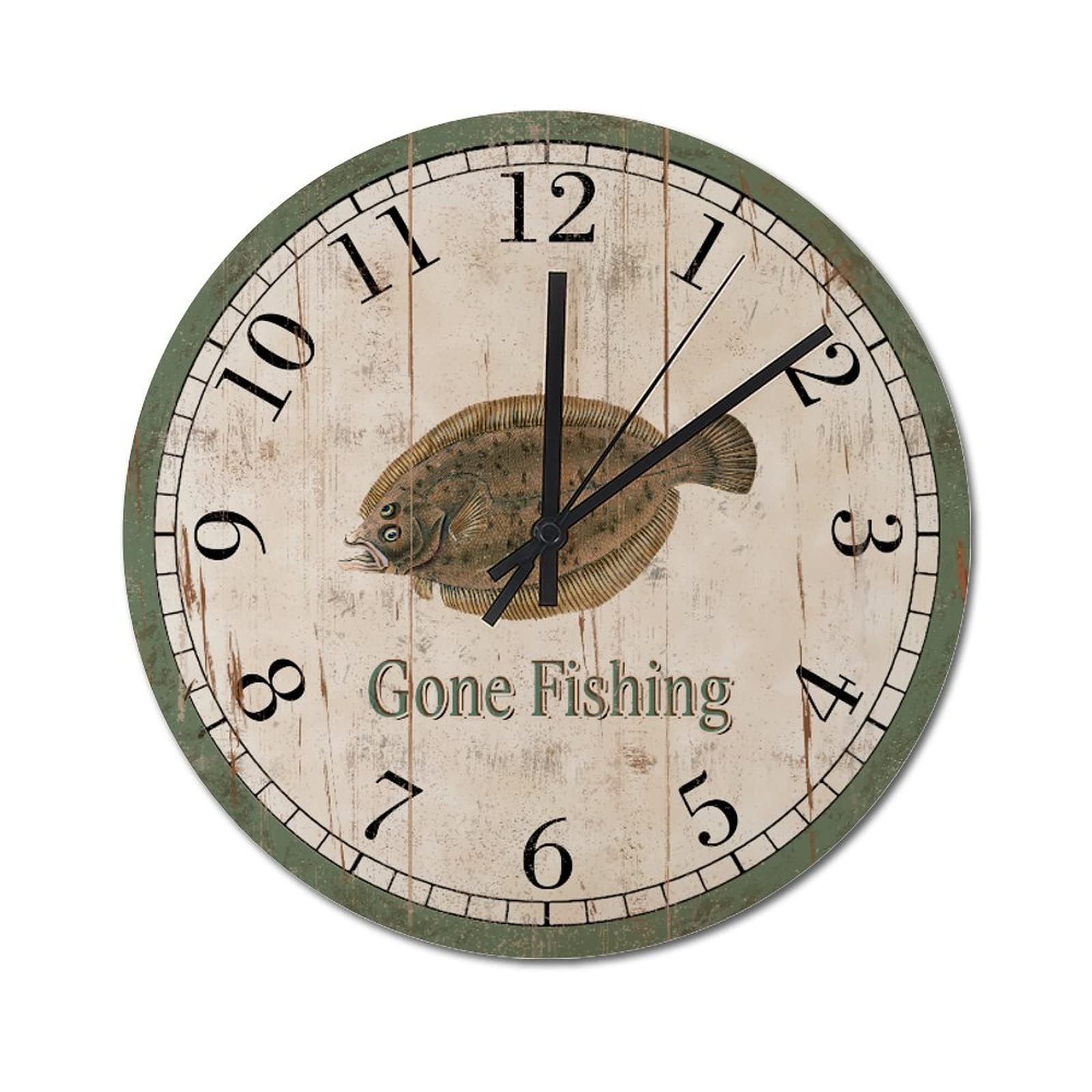 Horloge Gone Fishing verte de 38 cm : l'idée cadeau idéale pour les pêcheurs passionnés