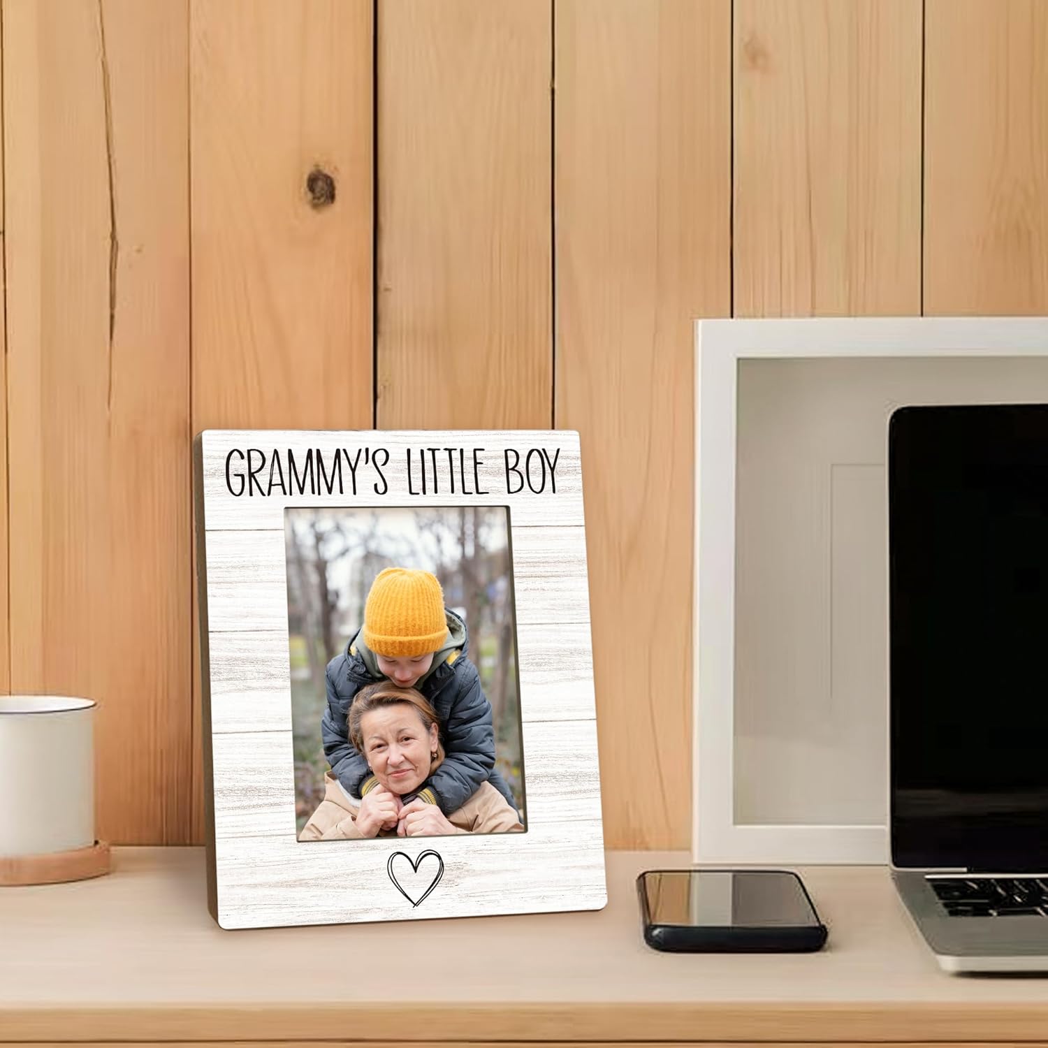 Grammy Gifts Picture Frame 5x7, Grammy Grandma Photo Frame, Christmas Birthday Gifts for Grammie Grandma from Grandson, Grammy's Little Boy Wooden Picture Photo Frames for Desk Home Room Decor - Image 3