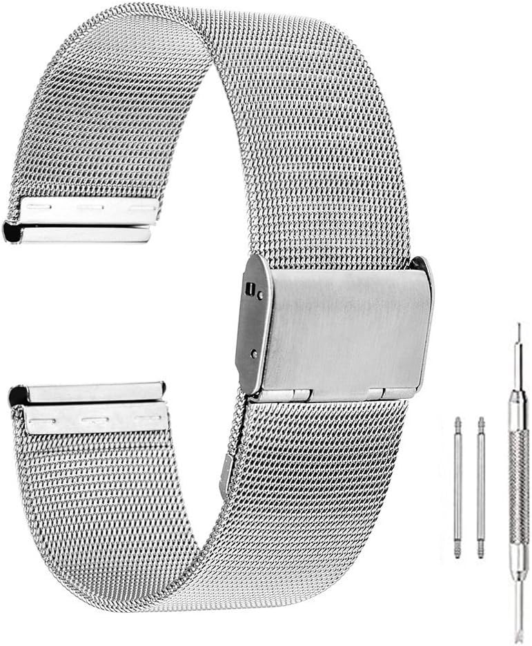 Bestgle Watch Band, Silver Mesh Stainless Steel Watch Strap