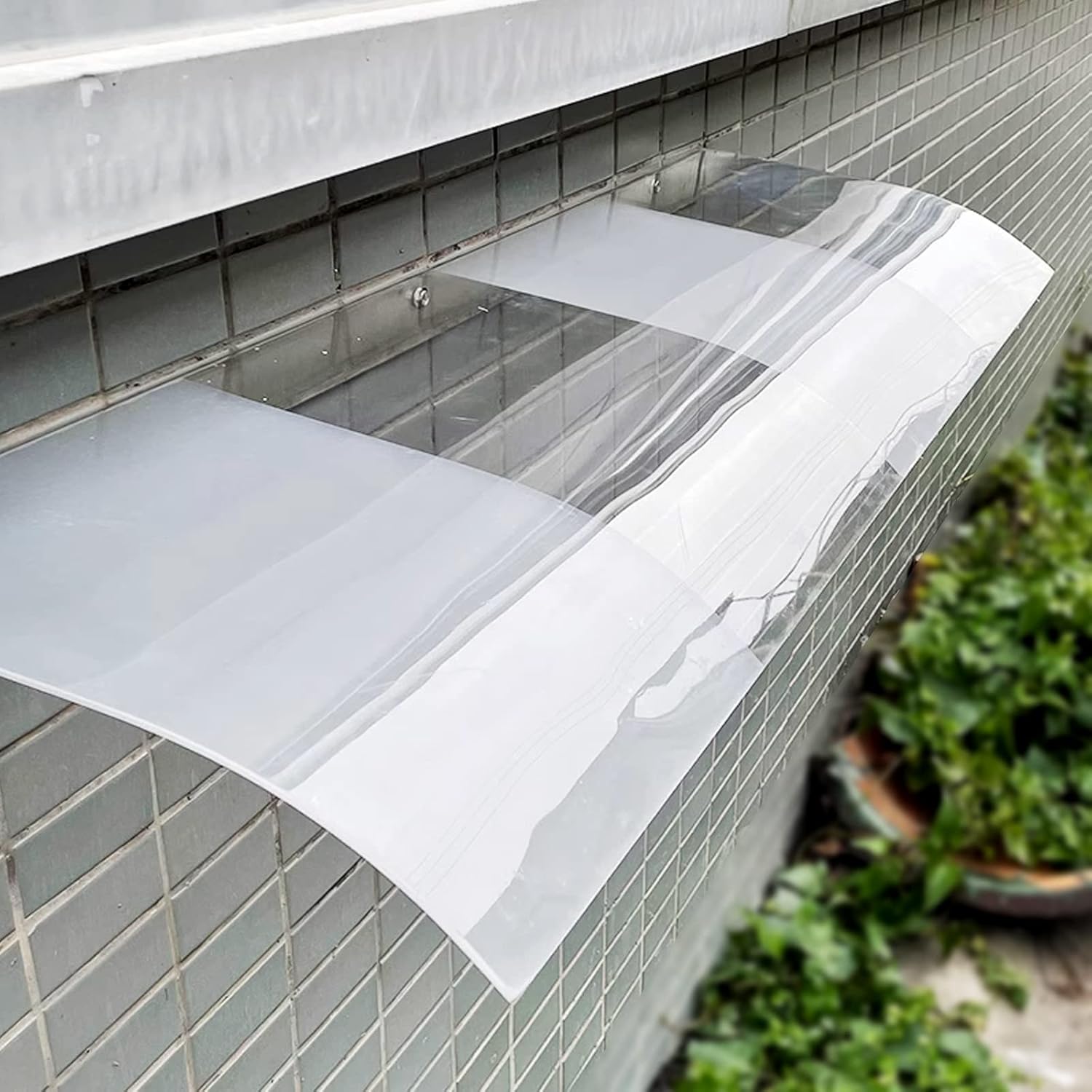 Auvent De Porte Invisible En Polycarbonate - Transparent, 50x330 Cm, Protection Pluie & UV - Facile à Poser