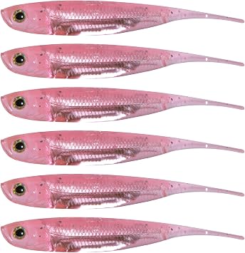 Dr.Fish 6 Pack Drop Shot Baits, 3.15" Soft Plastic Bass Fishing Lure Swimbait Needle Tail Freshwater Minnow Shad Bait