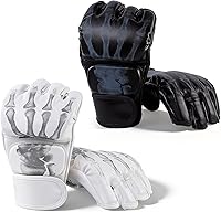 2 Pairs MMA Half Mitts Gloves - Durable PU Leather Boxing Kickboxing Sparring Gloves for Martial Arts Training Adults