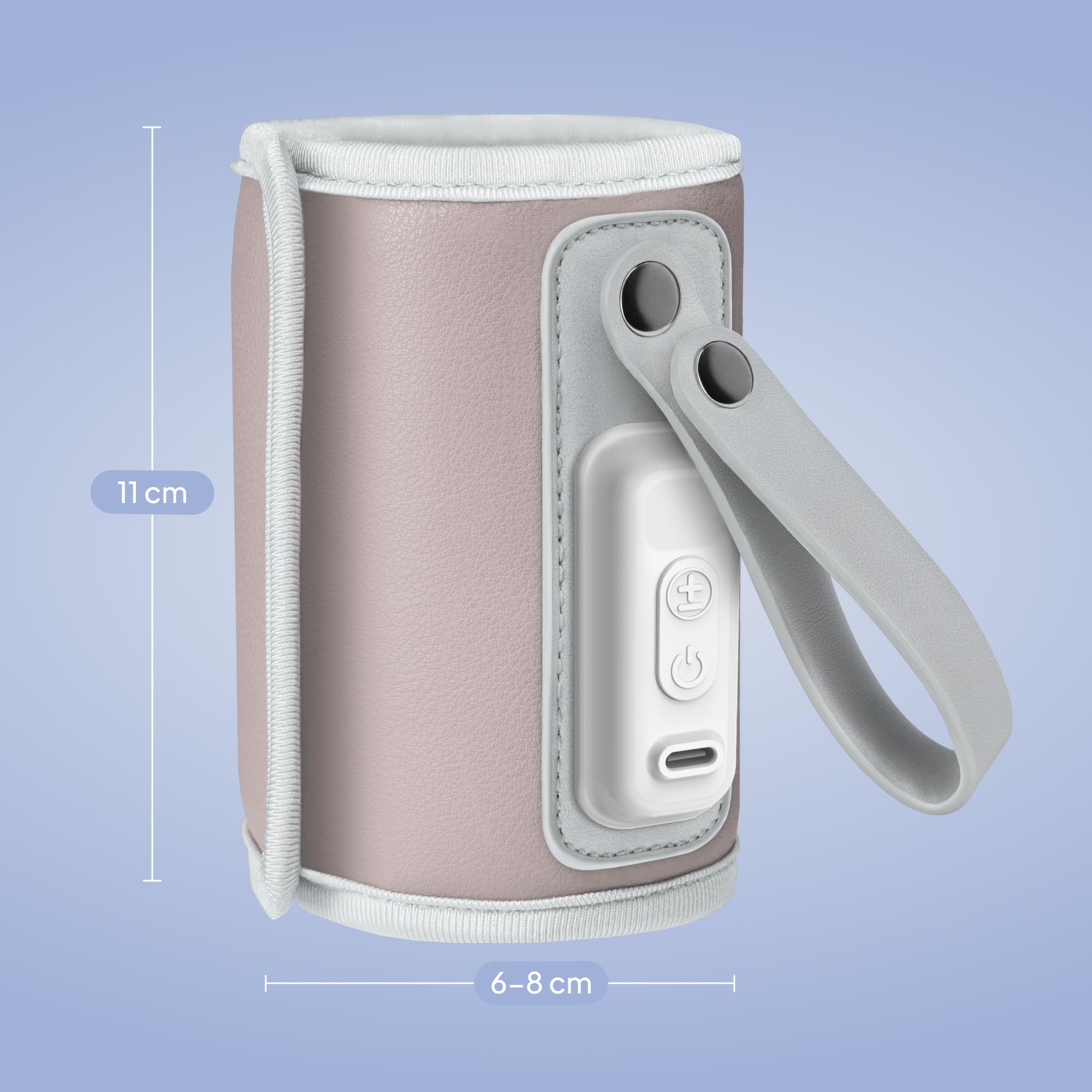 LIONELO Thermup Go Tragbarer Babyflaschenwärmer USB-C, Flaschenwärmer Unterwegs & Auto, 24h Warmhaltefunktion, 5 Temperaturstufen 38–50°C, LCD Display, Thermostat, Universal, BPA-frei, Leise