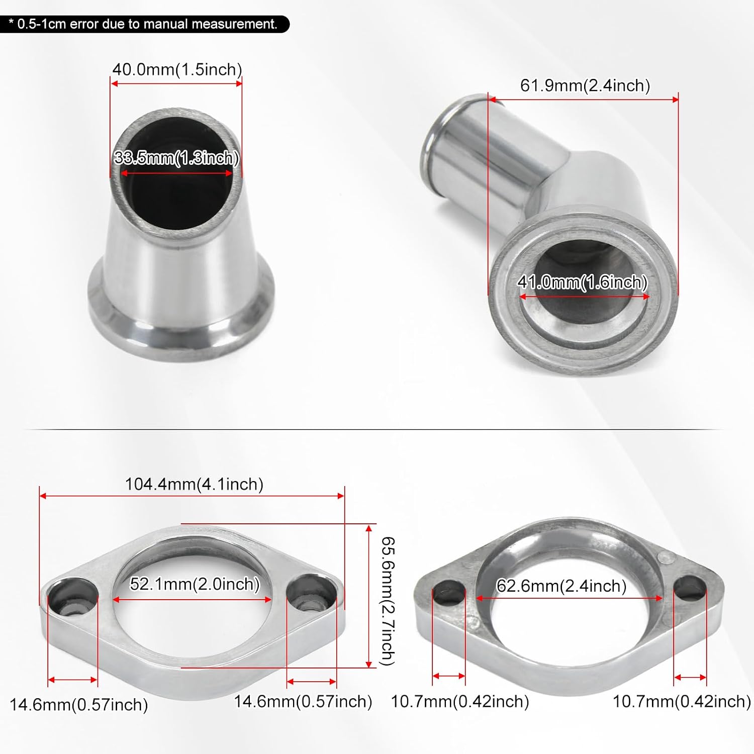 PTNHZ 45° Swivel Water Neck Thermostat Housing Polished Aluminum Replacement Part Compatible with SBC & BBC Chevy 265 283 327 350 396 454 502 Engines