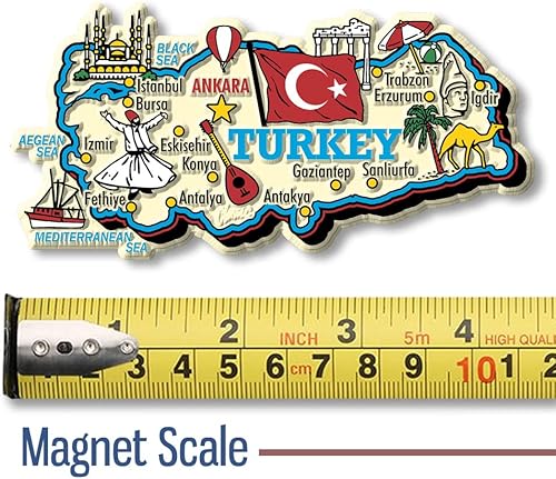 Miniatura 2 de Imán de mapa de país gigante de pavo por Classic Magnets, recuerdos coleccionables de goma 3D estilo vintage y regalos fabricados en los Estados