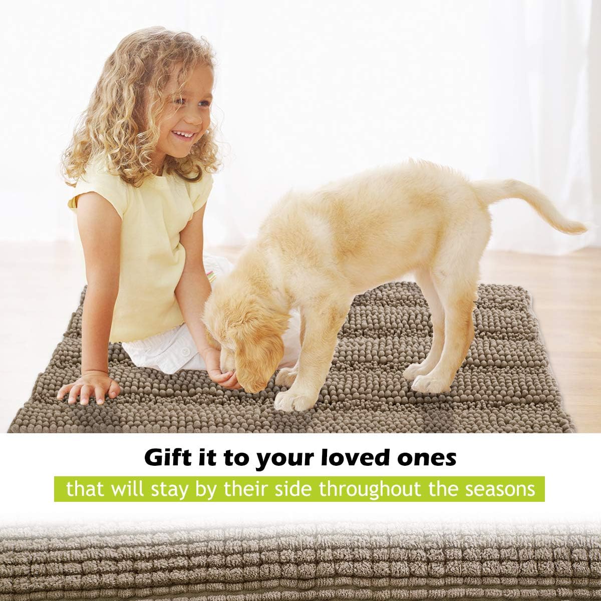 KGORGE Non Slip Bath Rugs - Water Absorbent Machine Washable Super Soft Thick Kitchen Mats for Bathroom Shower Area Living Room Bedroom Office, Brown, 20" W x 32" L, 1 Piece