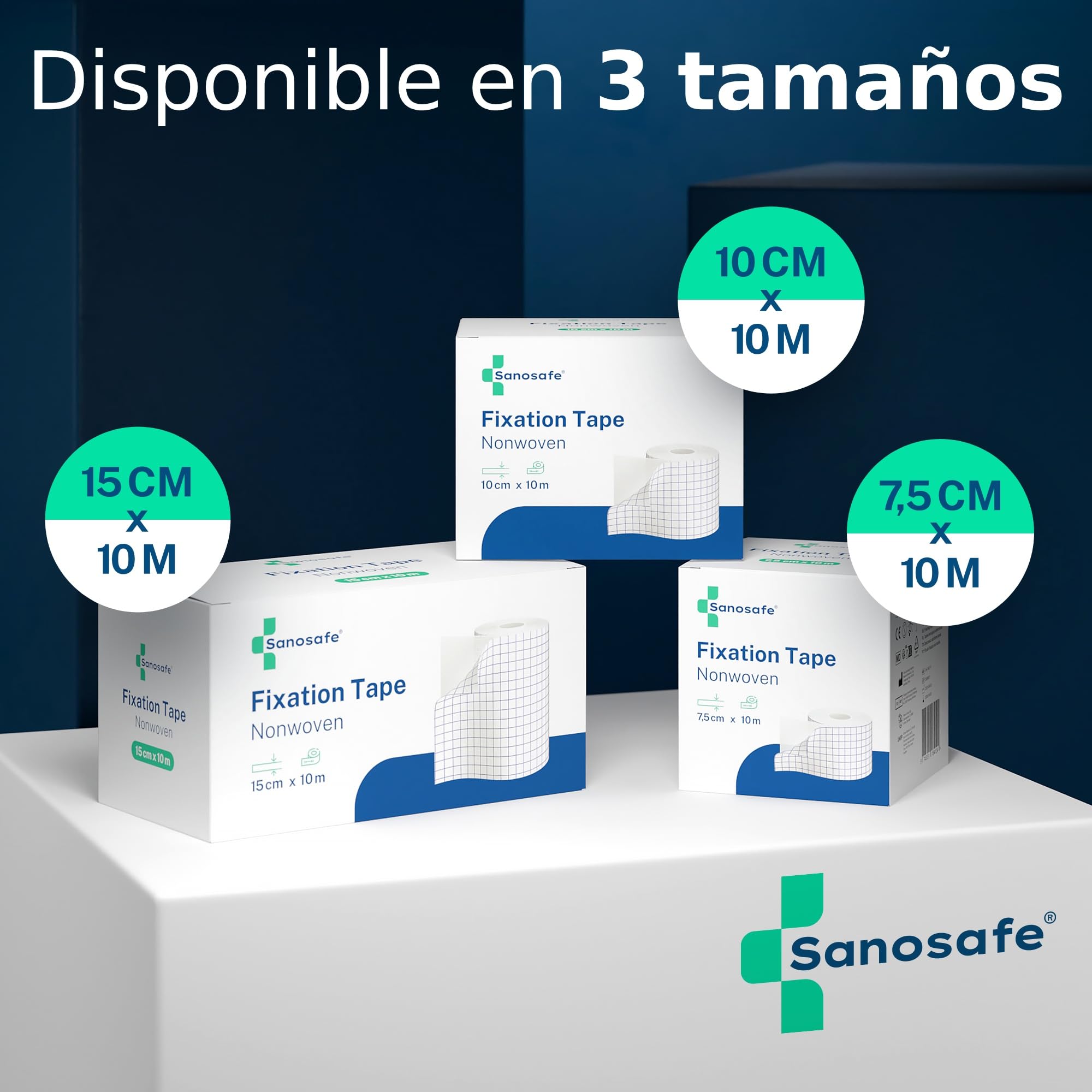 Esparadrapo médico en rollo 7,5 cm x 10 m | Cinta médica adhesiva TNT hipoalergénica y transpirable | Para fijación de apósitos y curas | Uso profesional y doméstico – Suave con la piel