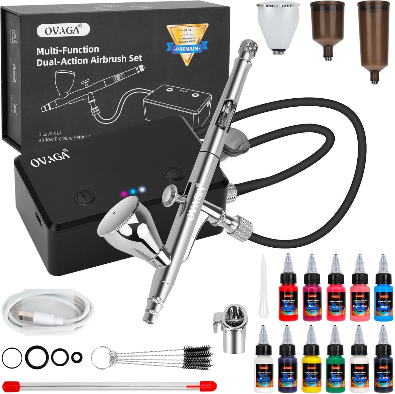 Amazon.com: Ovaga 32PSI Airbrush Kit with Compressor, Rechargeable