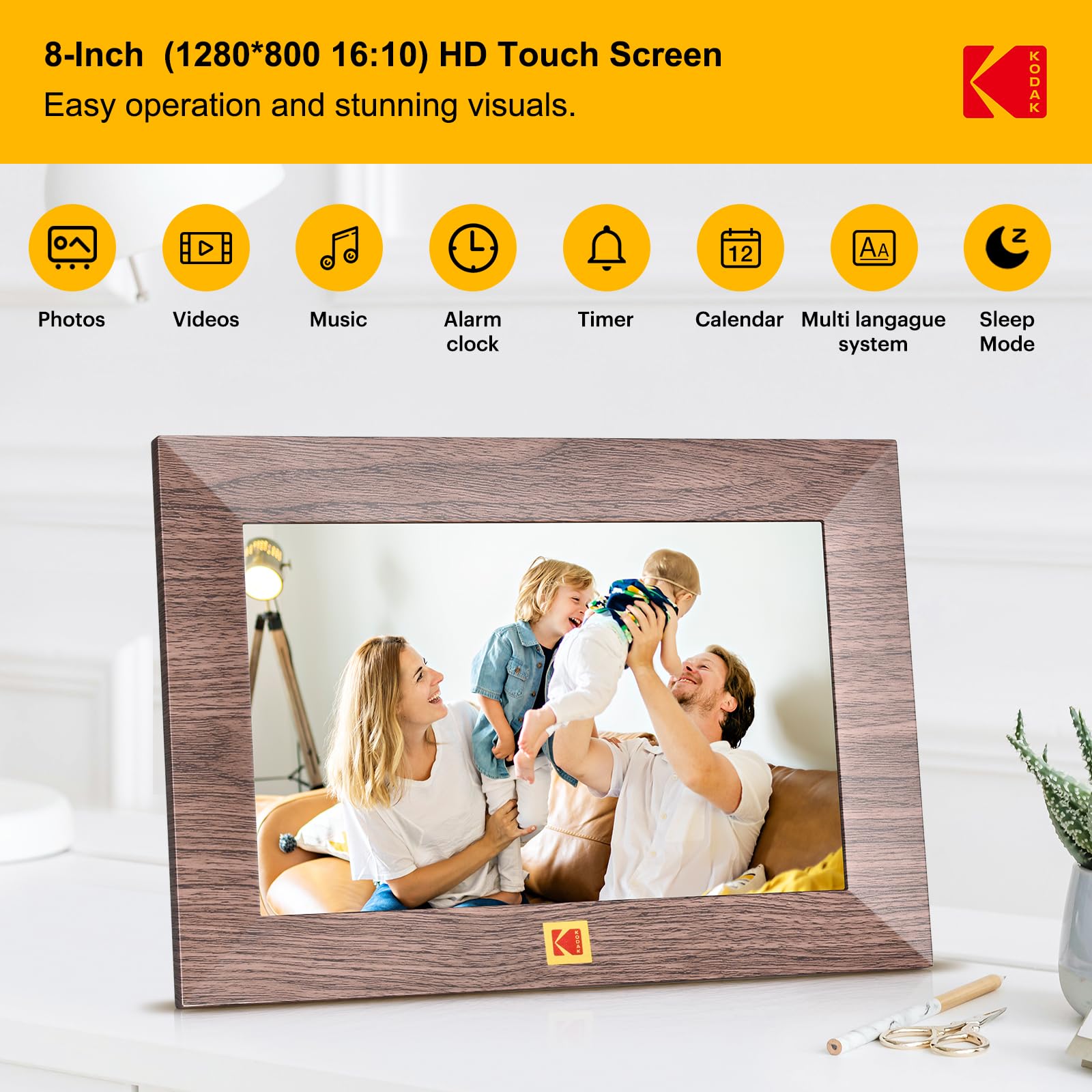 Amazon | KODAK 8インチ WiFi デジタル写真フレーム 1280x 800 IPS HD