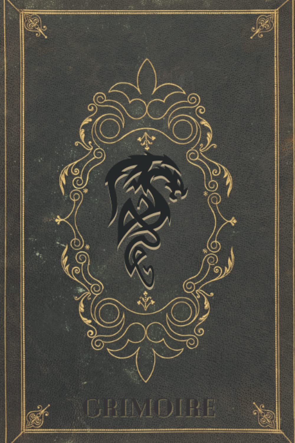 Grimoire: Green and Gold Antique style Cover Fantasy Game Spell