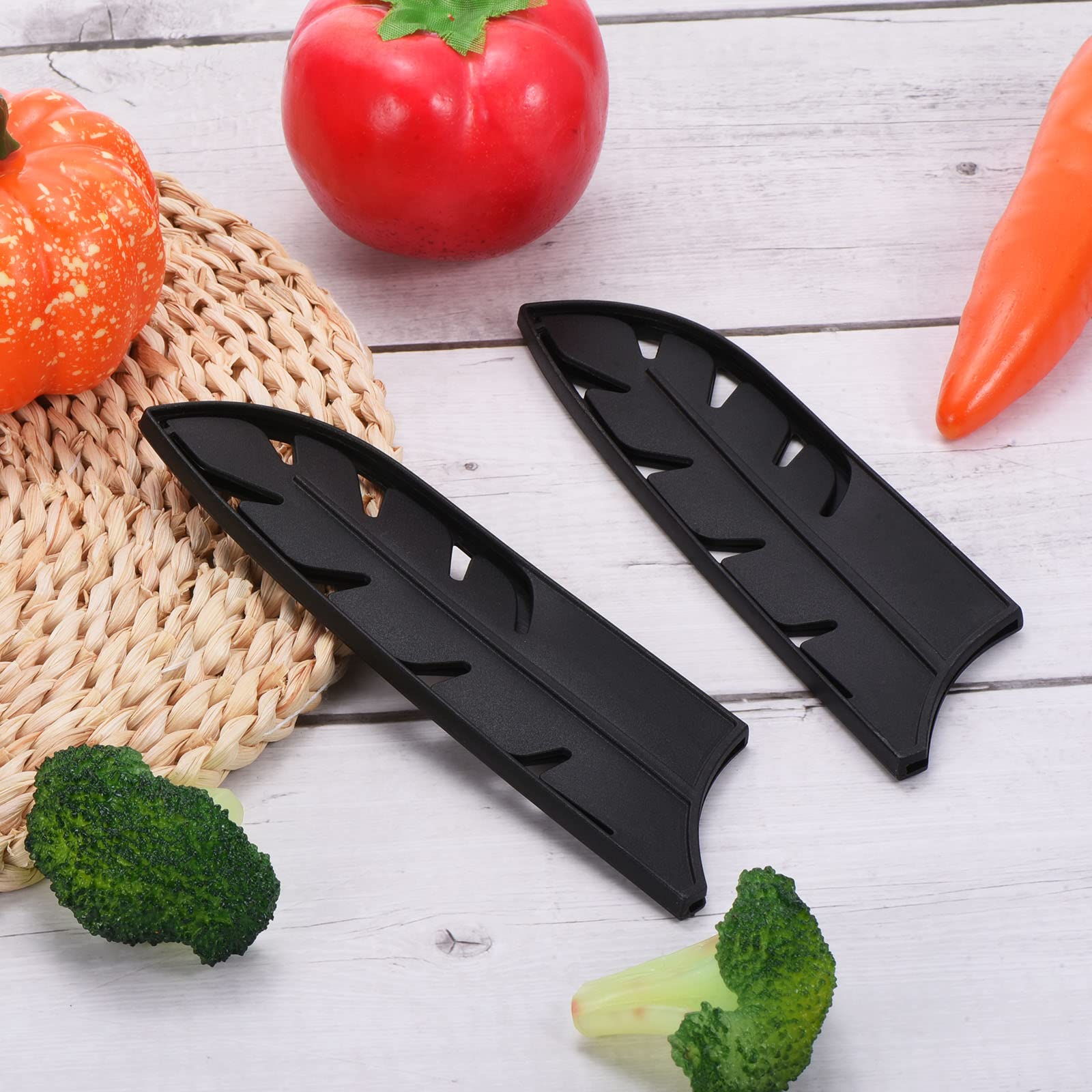 Fodero Protettivo Per Coltelli PATIKIL - Set Da 4 Guaine In Plastica Per Coltello Nakiri Da 7 Pollici, Proteggi Lama, Antigraffio, Per Cucina, Nero - 2