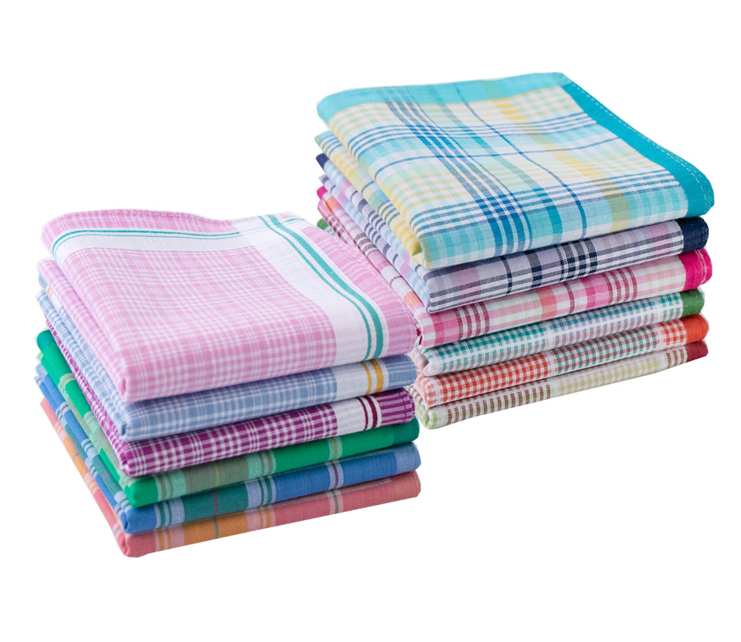 La closure Womens Soft Woven Stripe Handkerchiefs Cotton Colorful Plaid Hankies, New Large, 6pcs