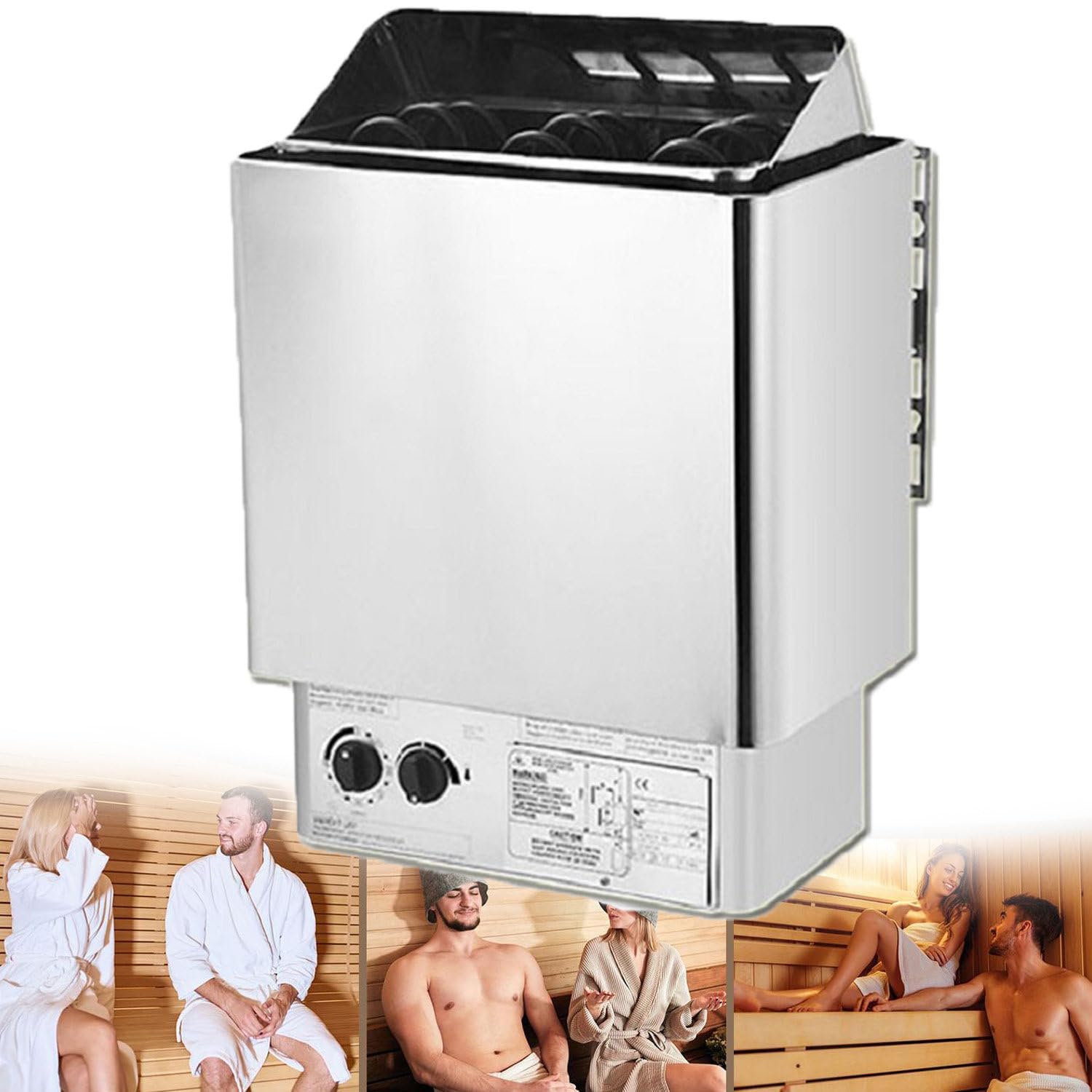 Stufa elettrica per Sauna in Acciaio Inossidabile, Attrezzatura per Riscaldamento per Bagno Turco, Stufa per Sauna con Bagno Turco Secco, riscaldatore Elettrico per Sauna Domestica 4.5KW/380V
