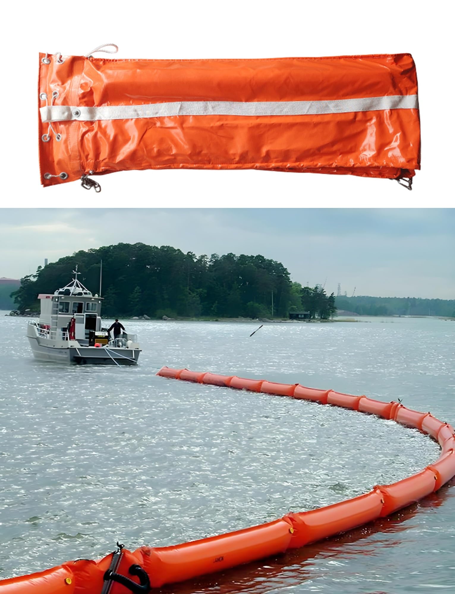 LYDBMYT Spill Containment Boom - Commercial-Grade Oil Resistant PVC | High Visibility Barrier Stops Spills Fast | Protection for Rivers, Lakes, Coastal Areas​(35cm/13.7in,1200cm/39ft)