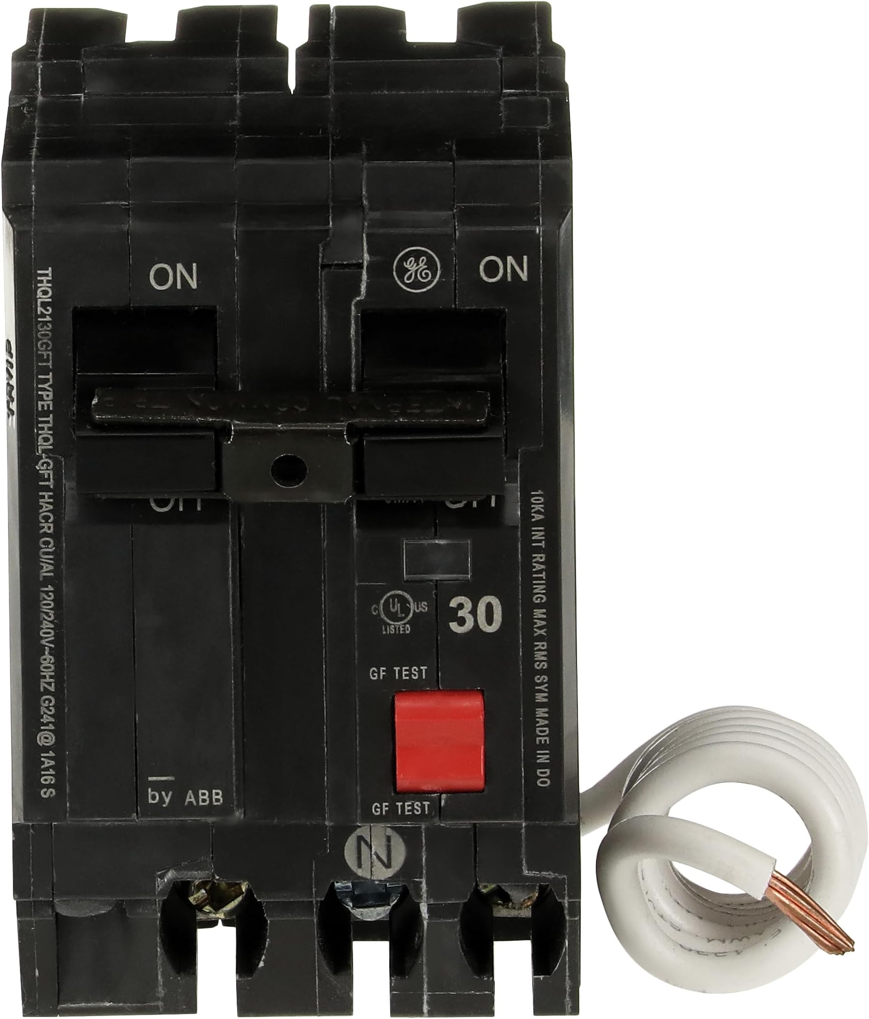 Q-Lineยฎ THQL2130GFT 30A Double Pole Circuit Breaker โข 30 Amp Double Pole Ground Fault Breaker with Self-Test โข 120/240 VAC 2-Pole GFCI Breaker โข Ground Fault Circuit Interrupter