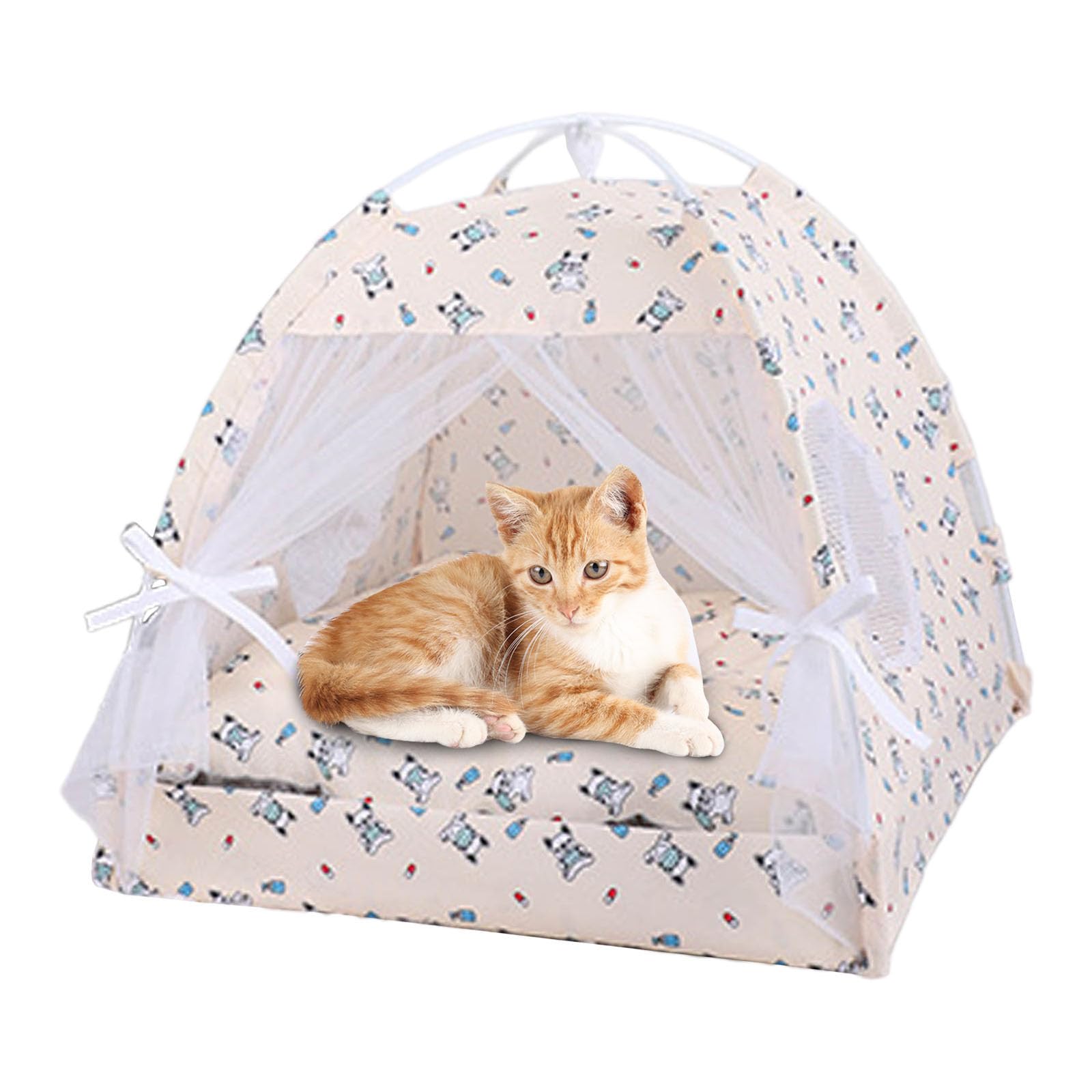 Tente pour animal domestique portable amovible respirant Tipi Chiens Chats Intérieur Extérieur Niche pour Camping Pratique