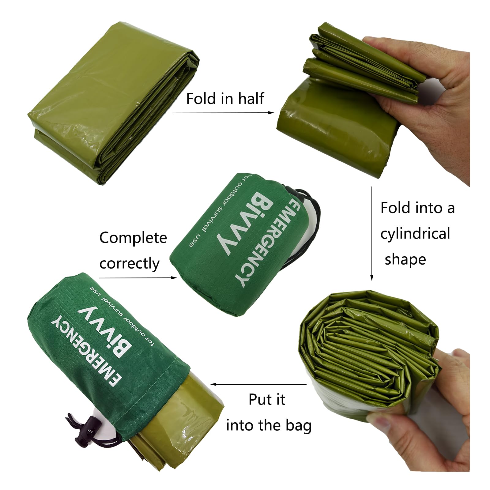Bivy Bags per sopravvivenza all'aperto con braccialetto di sopravvivenza di emergenza