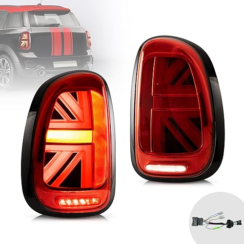 Miniatura 10 de VLAND - Luces traseras ahumadas LED Union Jack compatibles con BMW Mini Cooper Countryman R60 2010-2016 con señal de giro secuencial, luces de