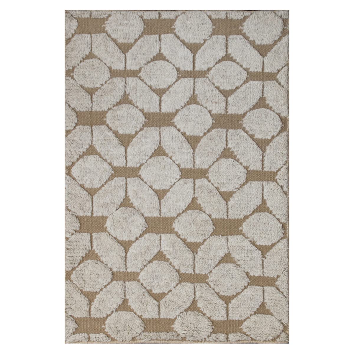 Rugs TV Hand-Knotted Beige / Natural White Baley 4 x 6 ft Wool Carpet