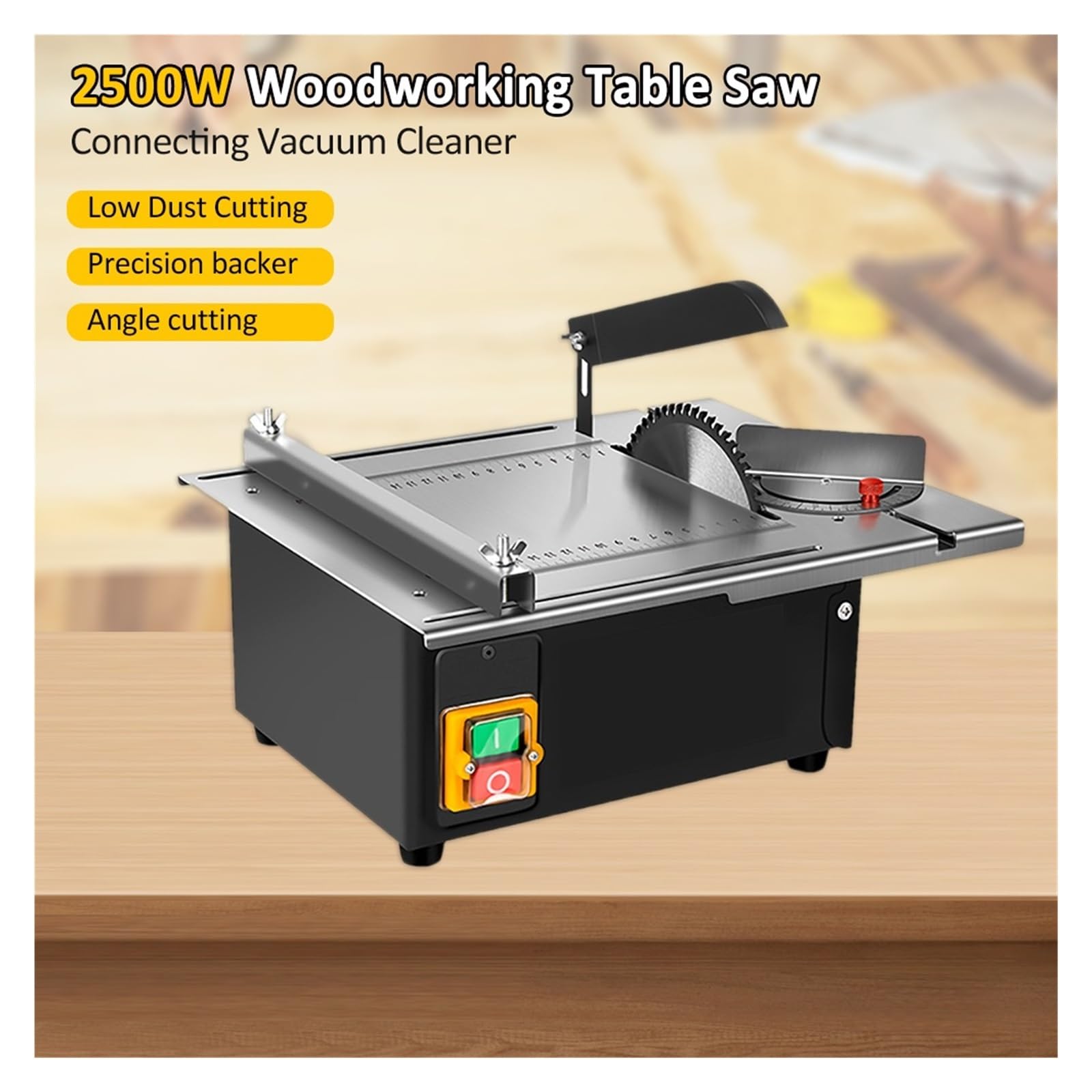 Mini Piła Stołowa 2500W 340 * 280mm Piła Stołowa Do Obróbki Drewna Blat Ze Stali Nierdzewnej Z Linijką Kątową I Regulowanym Podkładem Precyzyjne CięCie