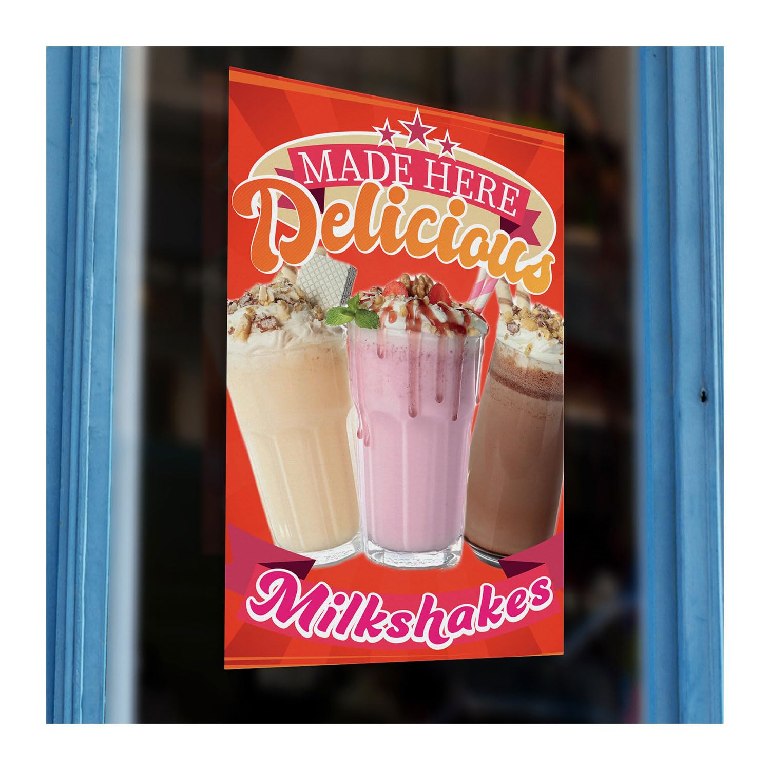 Delicious Milkshakes Sold Here Printed Vinyl Wall Window Sign Cafe Kiosk Self Adhesive high quailty Takeaway Restaurant Sticker Food