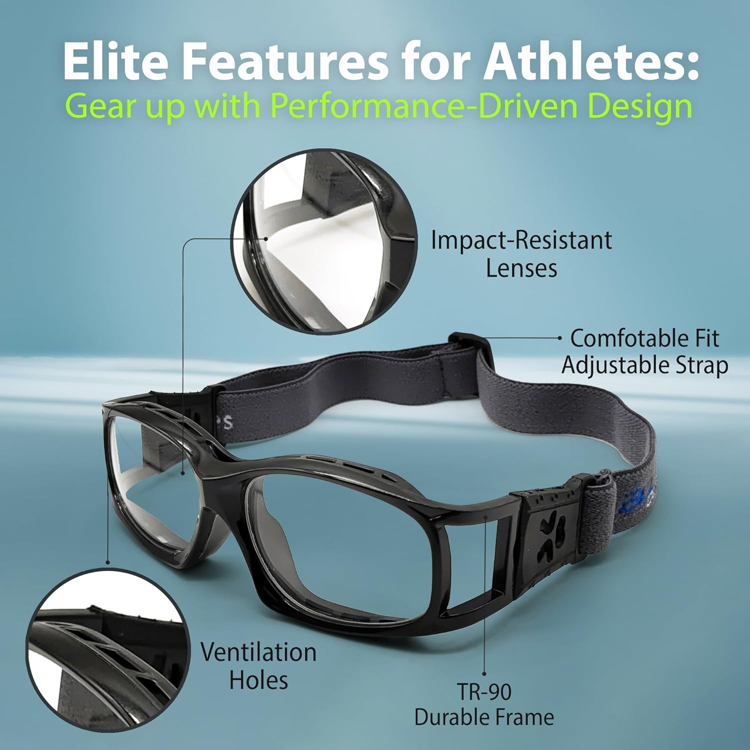 BLUE CUT Safety Outdoor Sports Goggles Unisex Anti Fog Ideal For Basketball Racquetball
