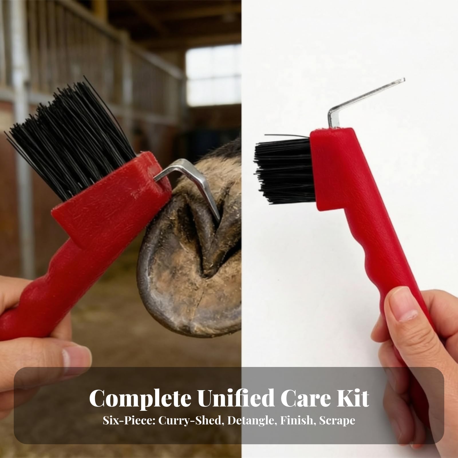Kit Limpieza para Caballos Resistente | Portátil, Kit Aseo para Caballos con Almodilla, Juego Cepillos para Caballo, Hípica