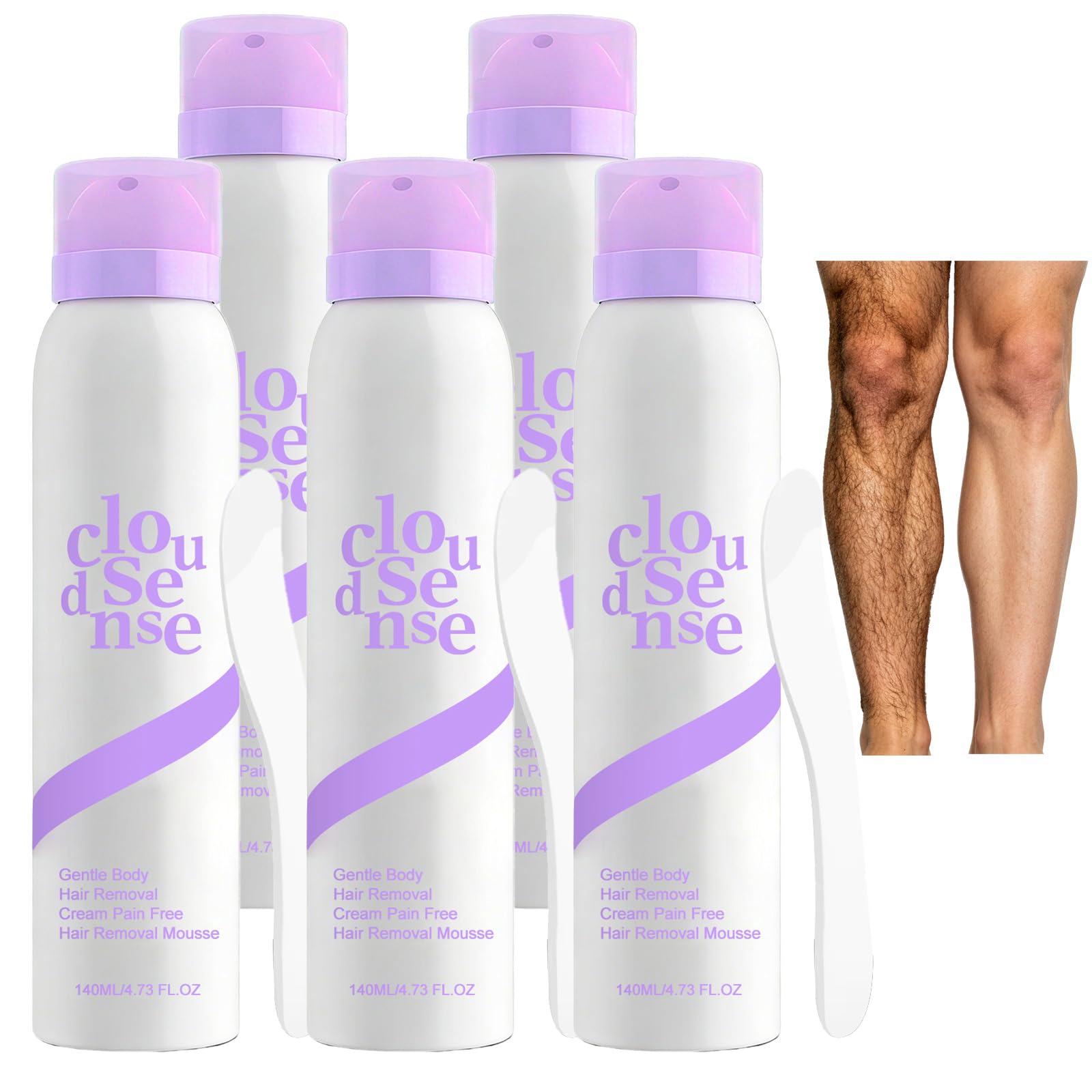 Cloud Sense pianka do depilacji ciała, delikatny spray do usuwania włosów na skórze wrażliwej, bezbolesna, gładka pianka do depilacji ramion, nóg, klatki piersiowej, brzucha, strefy bikini, pachy (5