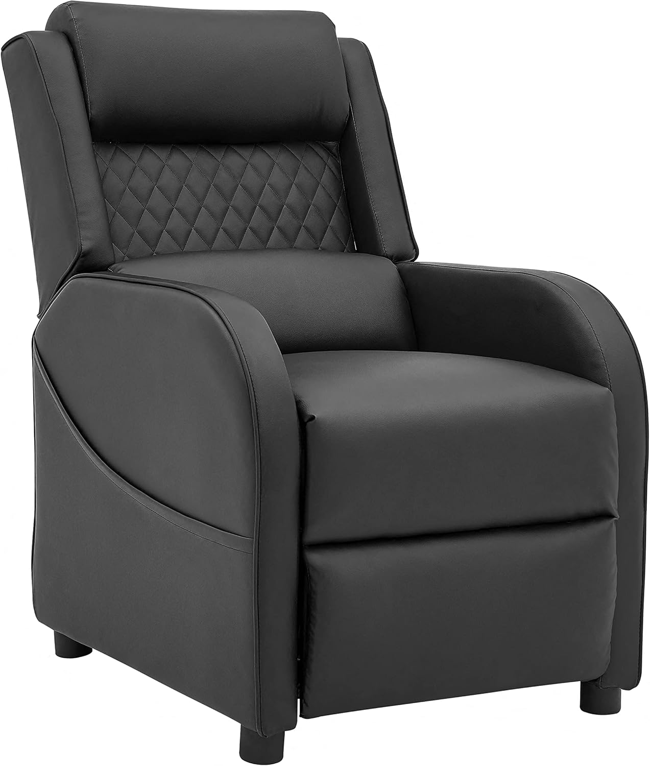 Gaming Recliner Gaming Armchair, Gaming Chair with Footrest and Headrest with Reclining Function for Ultimate Gaming Set Up with Chair Side Pockets in (Black with Black Trim)