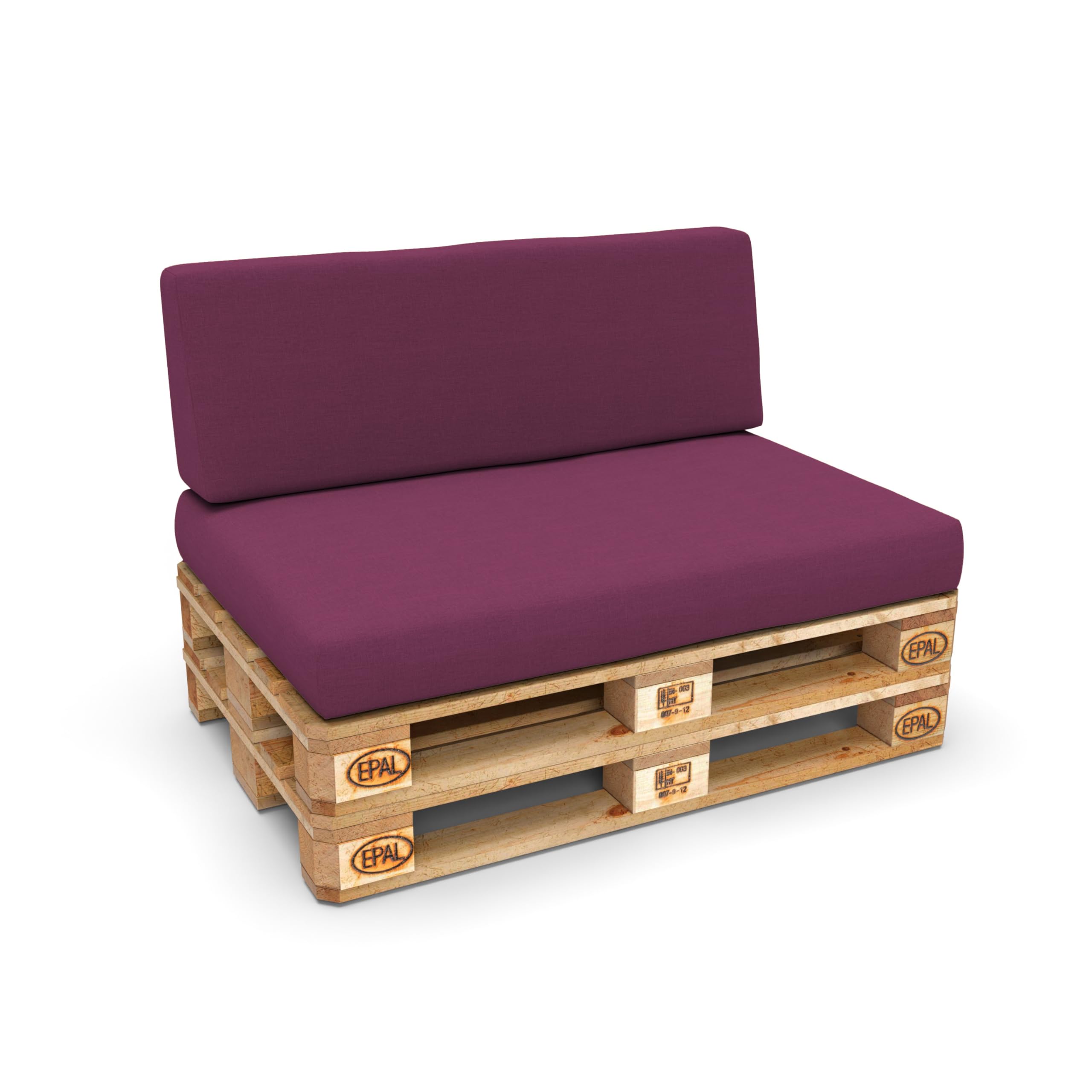 POKAR Euro Pallet Seating Set of 2: 1x seat cushion 120x80cm + 1x back cushion 120x40cm, cold foam, removable covers, Home Garden Furniture DIY, indoor outdoor pillow, without pallets, Beige — view 239