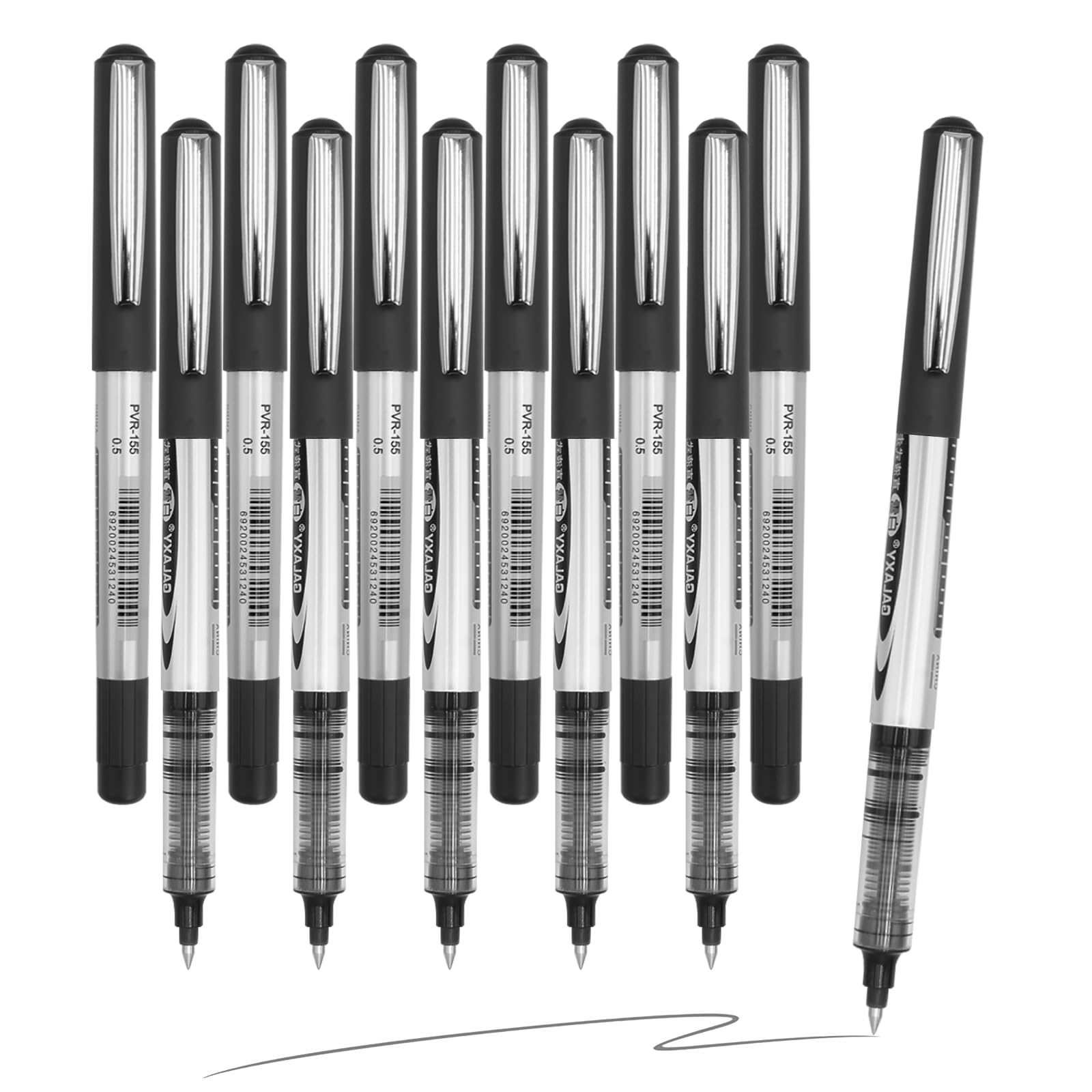 Fipfovpa Black Gel Pens 12-Pack, 0.5mm Fine Point Rollerball Pens