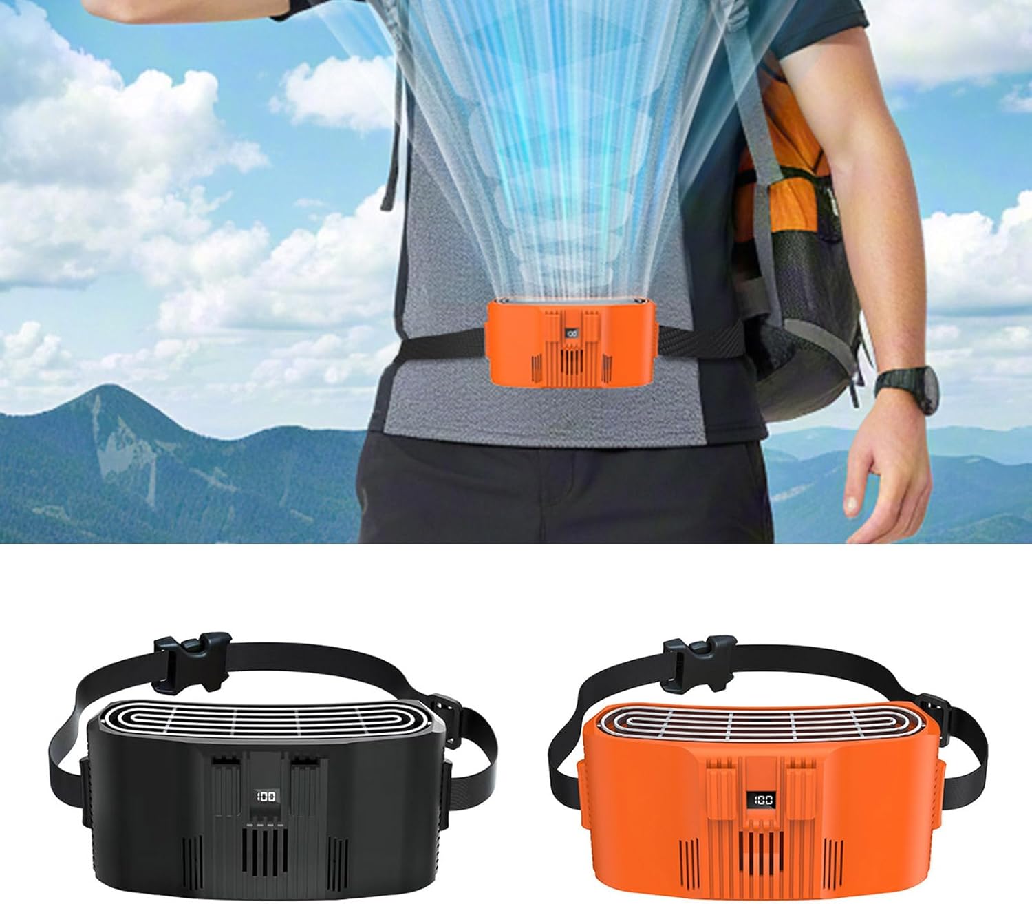Waist Fan Adjustable Lightweight Breathable Cooling Gadget Portable Multifunctional for Traveling Fishing Outdoor Portable Wearable Cooling Fan