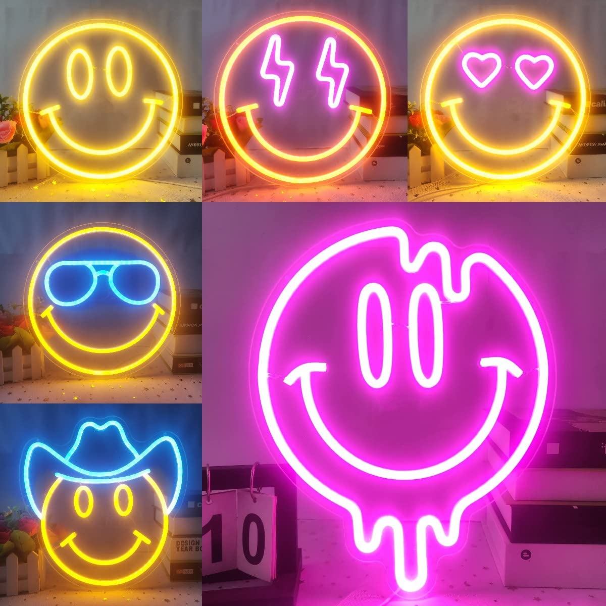 【可愛い】LEDネオンサイン(Smiling faces 笑顔) アメリカン雑貨 DENKO HOME LED ネオンサイン hello ハロー USB ネオンライト