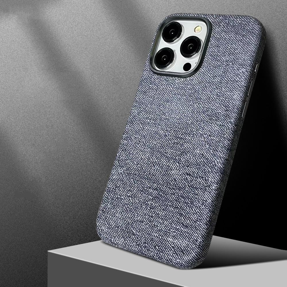 Coque iPhone 13 Pro magnétique étui cuir PU gris avec protection caméra métal