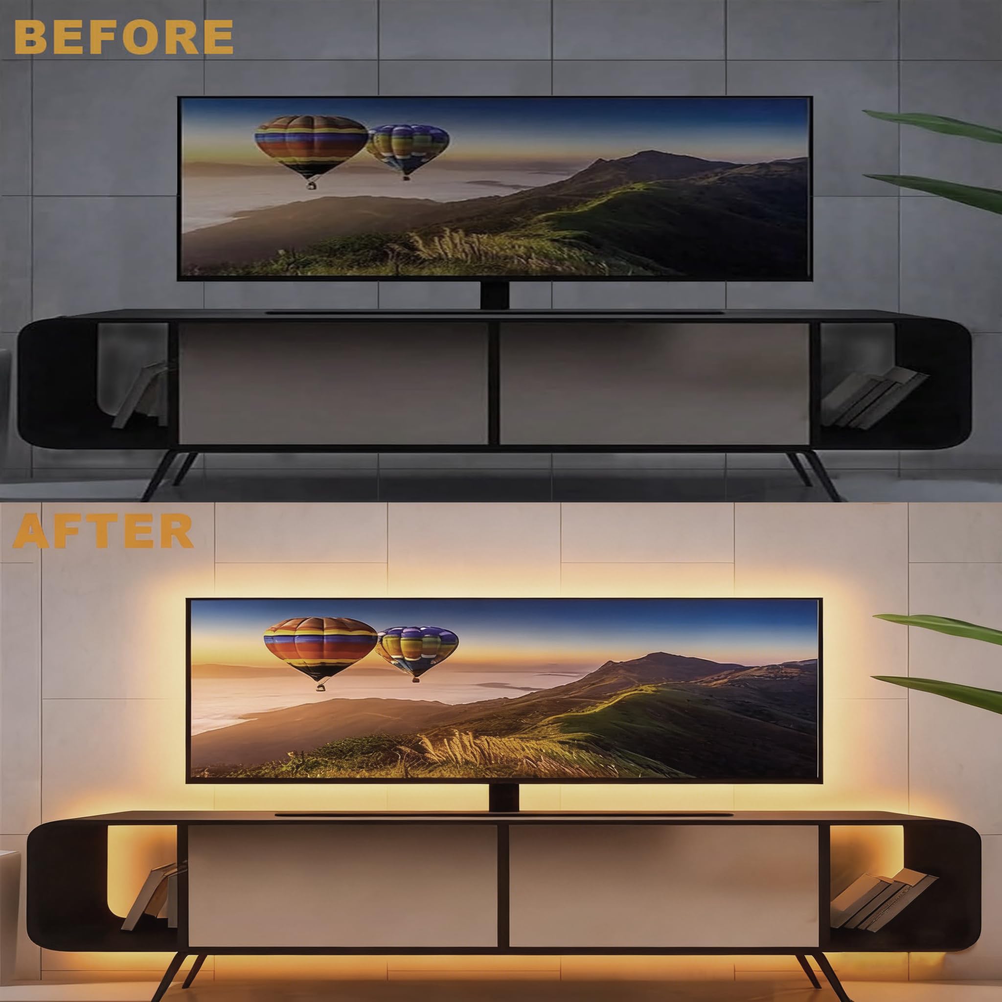 Tira de luz LED USB de 5 V 1 m, tira de luz cálida, tira LED corta brillante y flexible de 5 V para debajo de gabinetes, cocina, retroiluminación