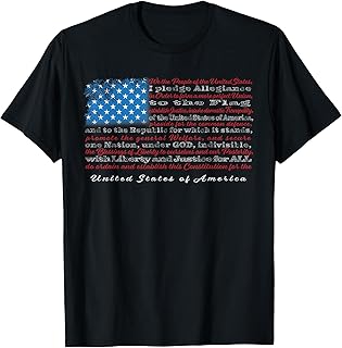 US Flag with Constitution Preamble and Pledge of Allegiance T-Shirt